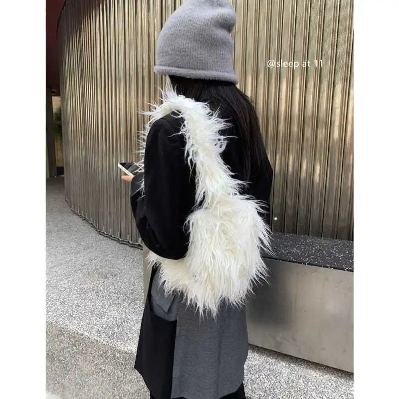 Furry Fluffy One-shoulder Bag Women's Portable Underarm Bag