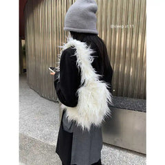 Furry Fluffy One-shoulder Bag Women's Portable Underarm Bag