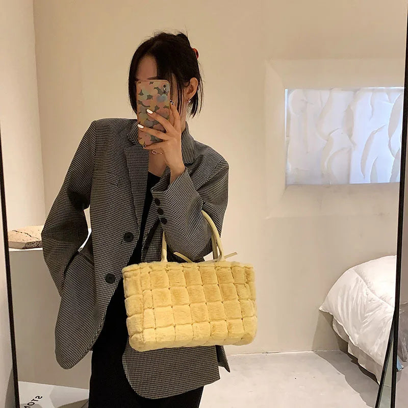 Vintage Large Capacity Tote Bag for Women, Autumn Winter Soft Handbag