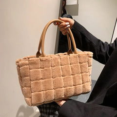 Vintage Large Capacity Tote Bag for Women, Autumn Winter Soft Handbag