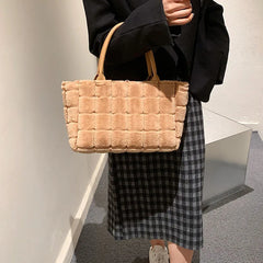 Vintage Large Capacity Tote Bag for Women, Autumn Winter Soft Handbag