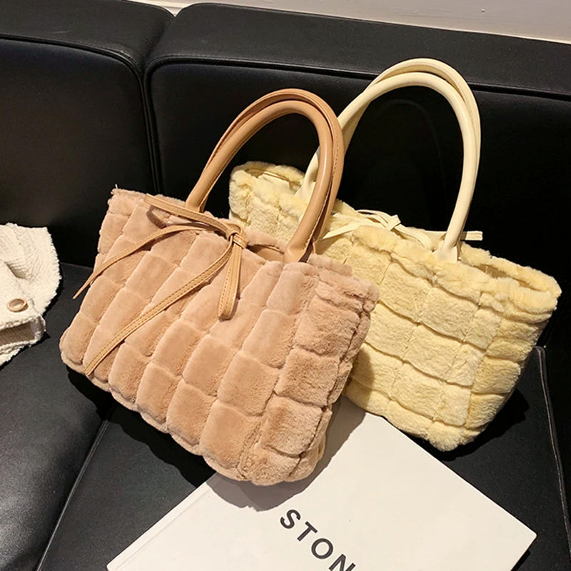 Vintage Large Capacity Tote Bag for Women, Autumn Winter Soft Handbag