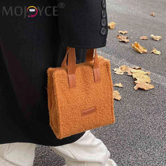 Plush Crossbody Bag with Pendant for Winter, Soft and Warm Women Handbag