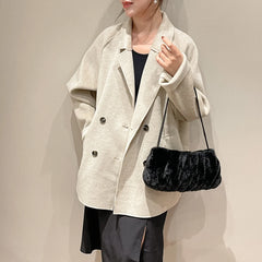 Warm Pleated Women Handbag Autumn Winter Shoulder Bag Casual Cloud Handbags