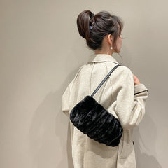 Warm Pleated Women Handbag Autumn Winter Shoulder Bag Casual Cloud Handbags