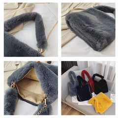Plush Women Handbag Winter Fur Ladies Large Shoulder Bag Clutch Big Casual Tote