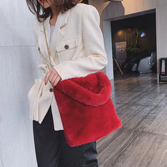 Plush Women Handbag Winter Fur Ladies Large Shoulder Bag Clutch Big Casual Tote