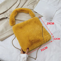 Plush Women Handbag Winter Fur Ladies Large Shoulder Bag Clutch Big Casual Tote
