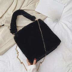 Plush Women Handbag Winter Fur Ladies Large Shoulder Bag Clutch Big Casual Tote