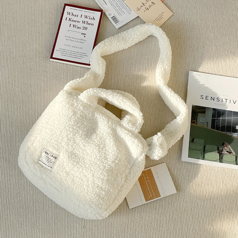 Soft Women Messenger Bag Warm Winter Handbag for Teenage Girls