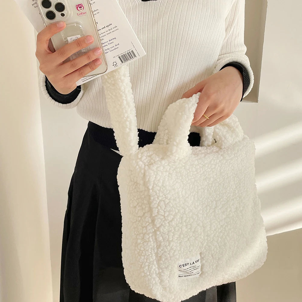 Soft Women Messenger Bag Warm Winter Handbag for Teenage Girls