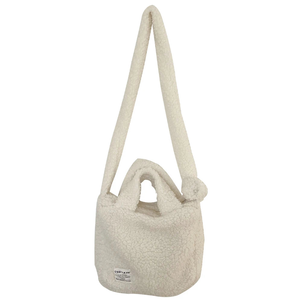 Plush Women Messenger Bag Milky Shoulder Bag Ladies Casual Tote Handbag