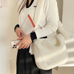 Plush Women Messenger Bag Milky Shoulder Bag Ladies Casual Tote Handbag