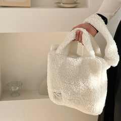 Plush Women Messenger Bag Milky Shoulder Bag Ladies Casual Tote Handbag