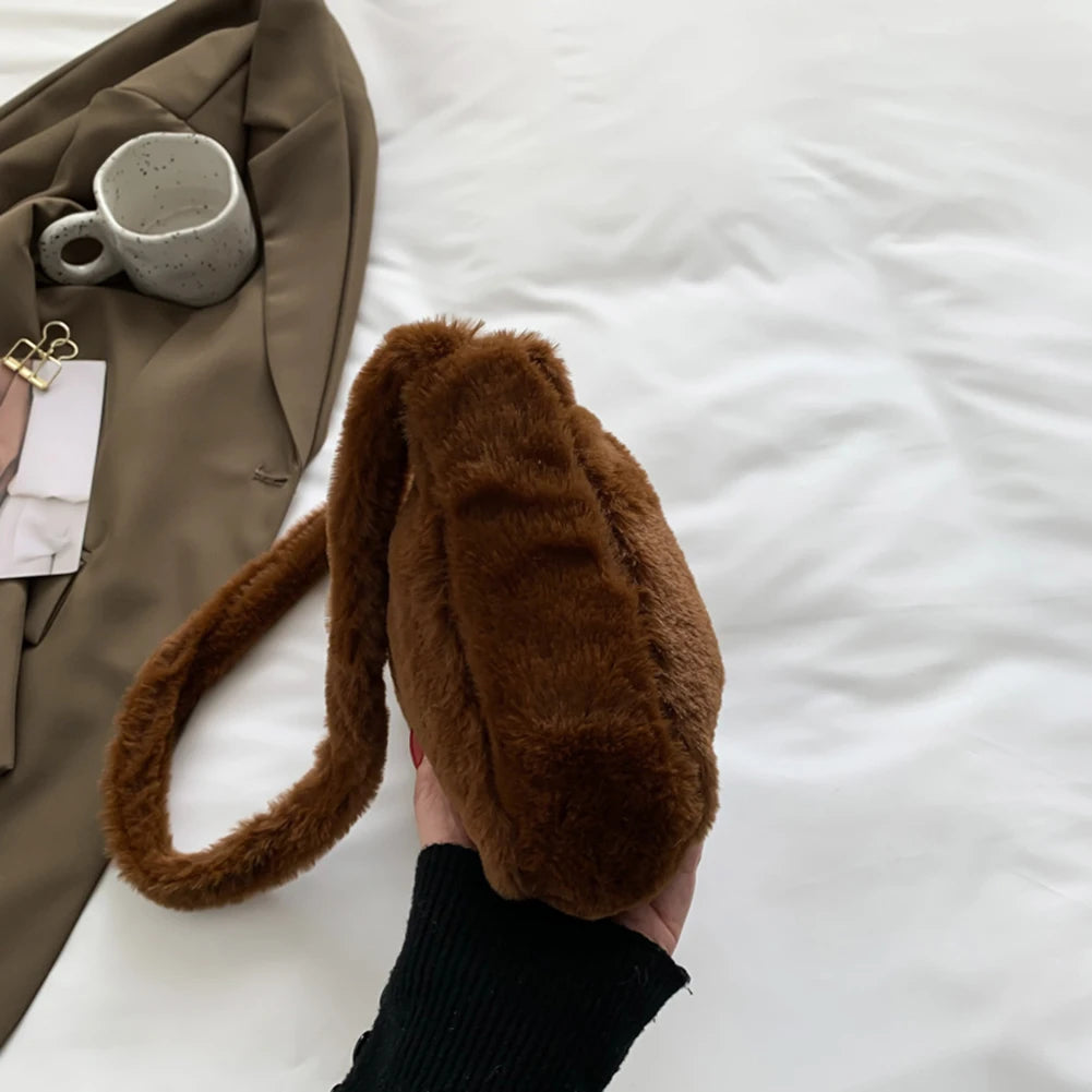 Warm Shoulder Bag for Women Love Heart Print Casual Handbag