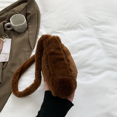 Warm Shoulder Bag for Women Love Heart Print Casual Handbag