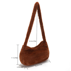 Plush Women Shoulder Bag Love Heart Printed Soft for Street Travel