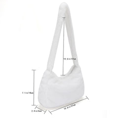 Plush Women Shoulder Bag Love Heart Printed Soft for Street Travel