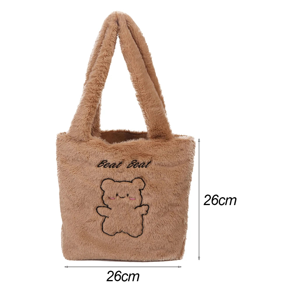 Plush Women's Bear Print Shoulder Bag