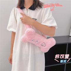 Plush Women's Waist Bag Pink Belt Bags Shoulder Crossbody Chest Bag Female