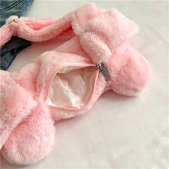 Plush Women's Waist Bag Pink Belt Bags Shoulder Crossbody Chest Bag Female
