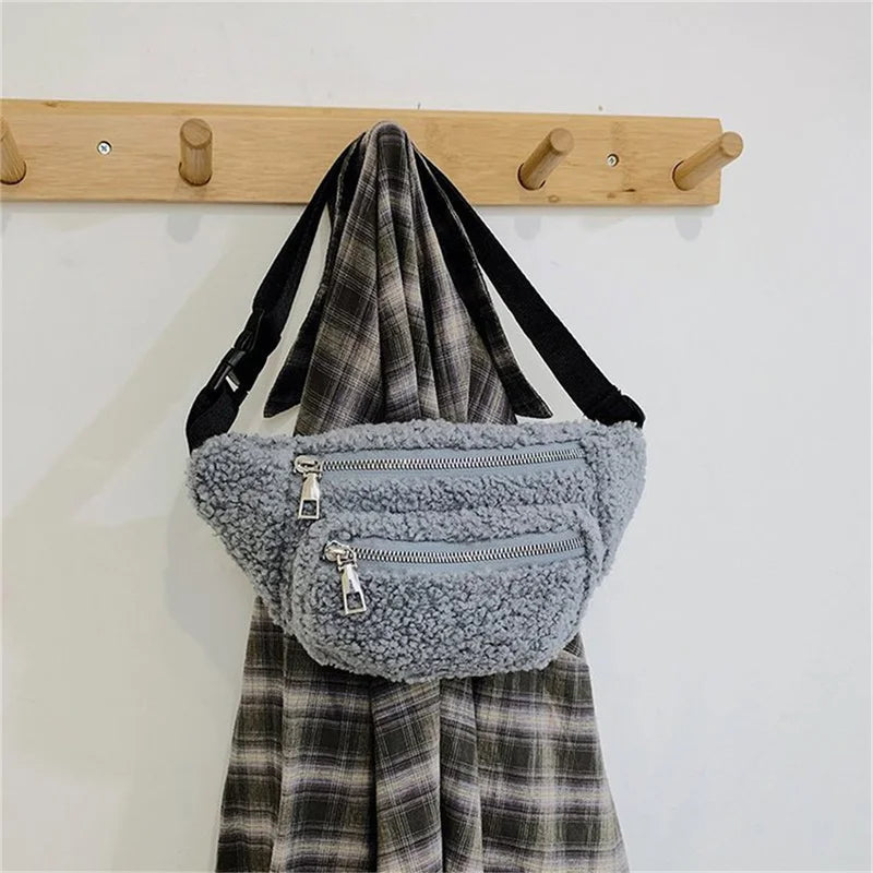 Plush Women's Waist Bag Shoulder Chest Bag