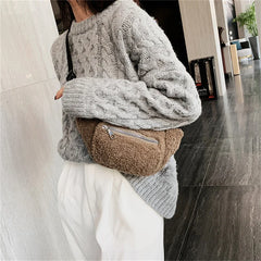 Plush Women's Waist Bag Shoulder Chest Bag