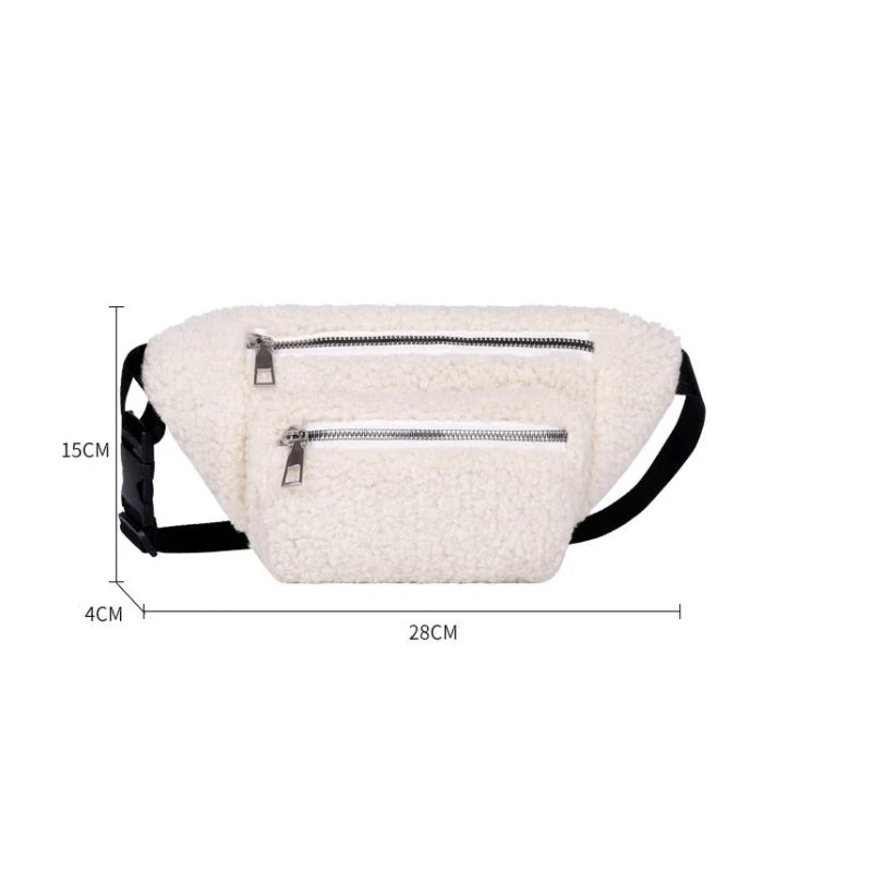 Plush Women's Waist Bag Solid Belt Bag Crossbody Chest Bag