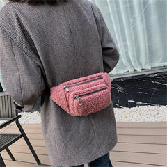 Plush Women's Waist Bag Shoulder Chest Bag