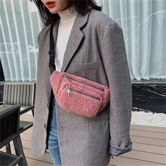 Plush Women's Waist Bag Crossbody Chest Bag