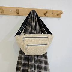 Plush Women's Waist Bag Solid Belt Bag