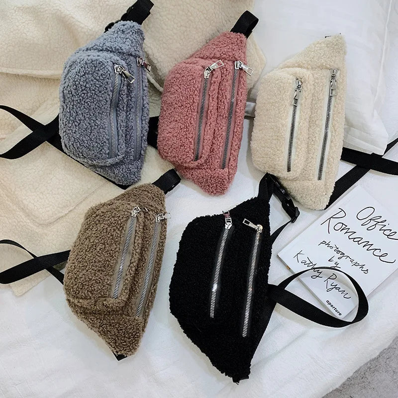 Plush Women's Solid Waist Bag