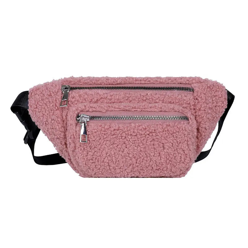 Plush Women's Waist Bag Solid Belt Bags Shoulder Crossbody