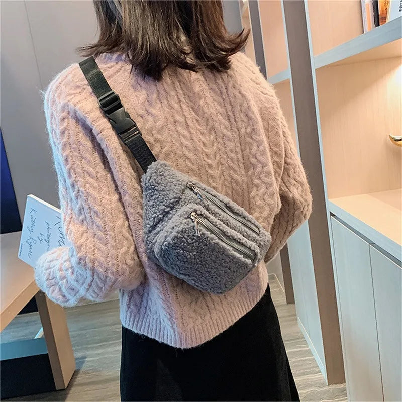 Plush Women's Waist Bag Crossbody Chest Bag