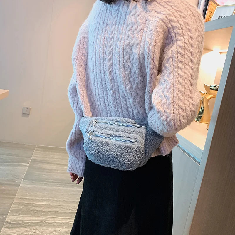 Plush Women's Solid Waist Bag