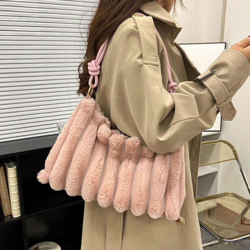 Faux Fur Women's Handbag Large Capacity Shoulder Bag