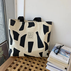 Big Size Canvas Handbag Plaid Stripes Messenger Bag