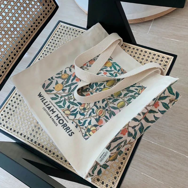 Vintage Classic Pattern Thick Cotton Canvas Shoulder Shopping Tote Bag