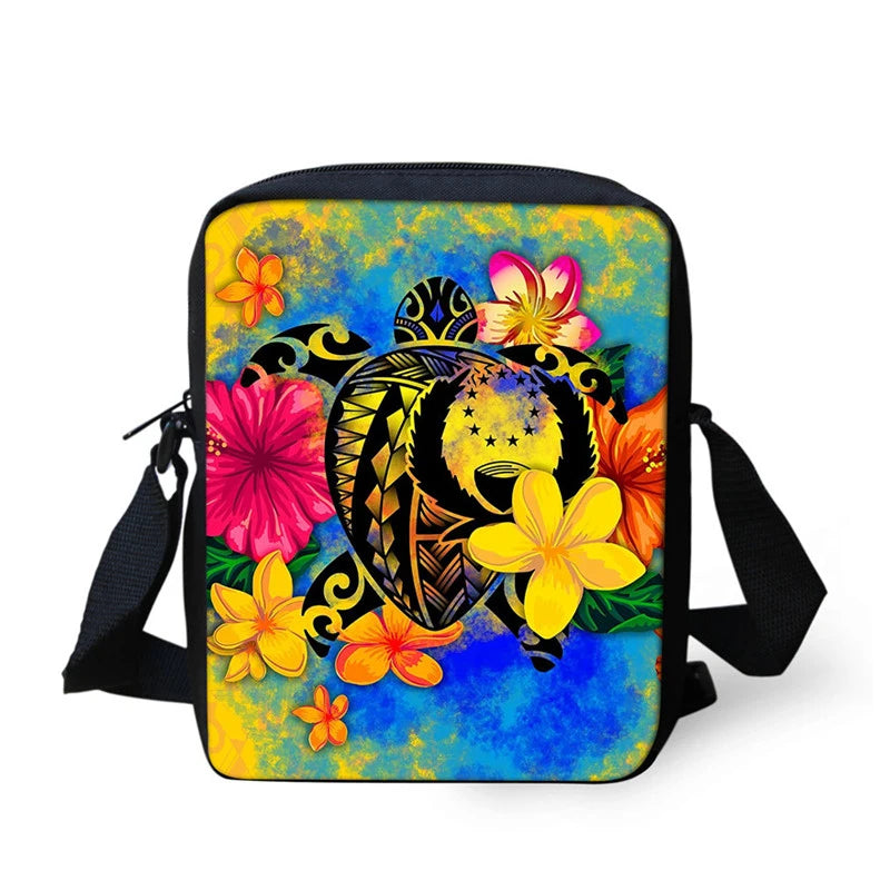 Pohnpei Polynesian Turtle Printed Women Handbag Shoulder Bag