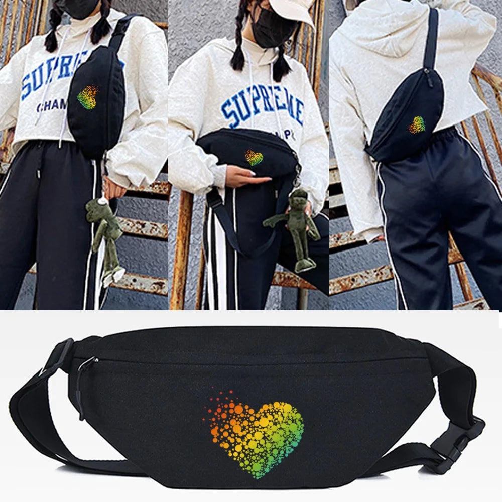 Polka Dot Love Print Waist Bag Sport Chest Bag