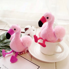 Fluffy Flamingo Keychain Woman Fur Bag Charms Keyrings Pom Car Pendant