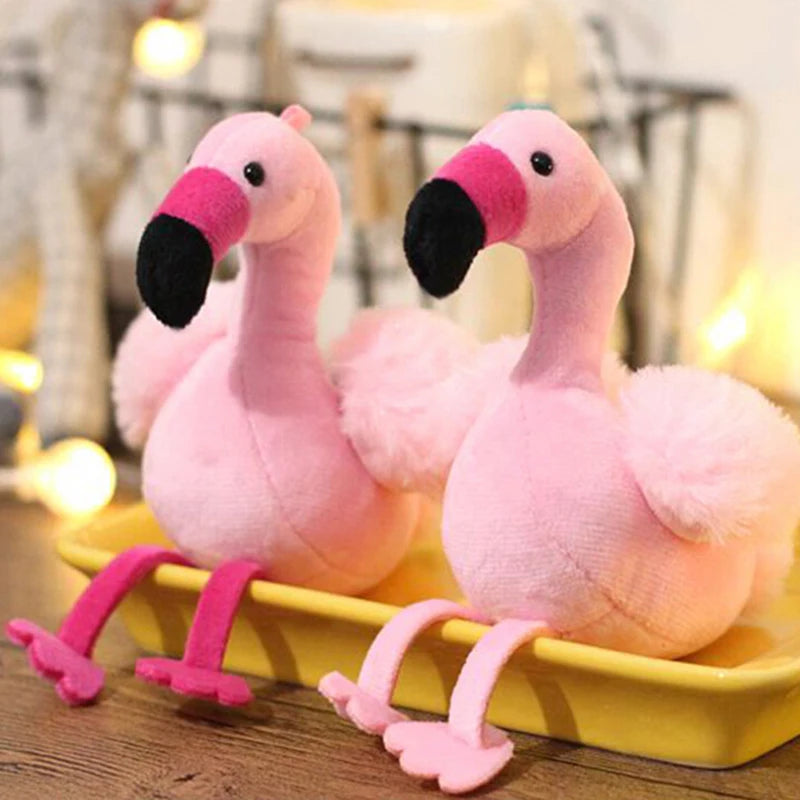 Fluffy Flamingo Keychain Woman Fur Bag Charms Keyrings Pom Car Pendant