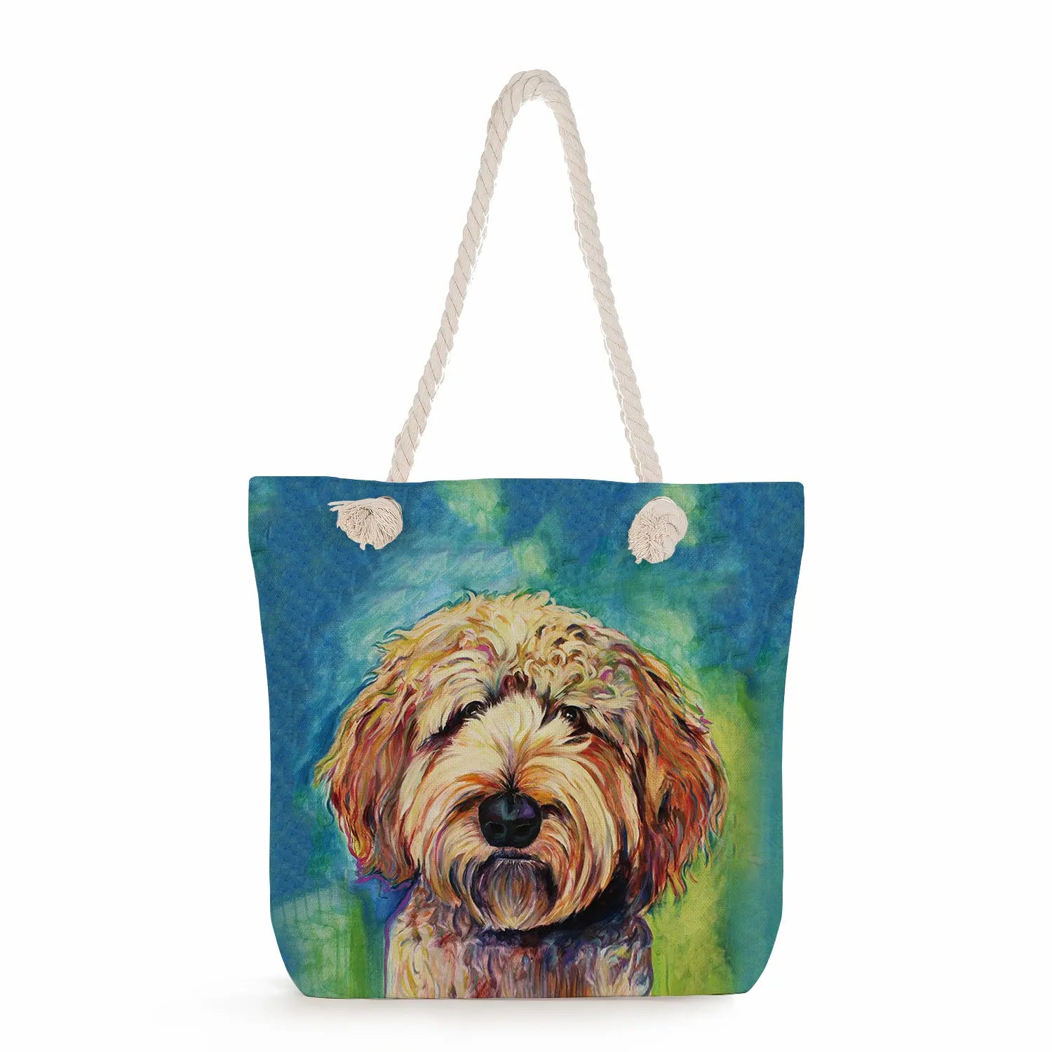 Poodle Dog Art Portrait Print Tote Bag Thick Rope Shoulder Bag
