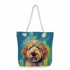 Poodle Dog Art Portrait Print Tote Bag Thick Rope Shoulder Bag