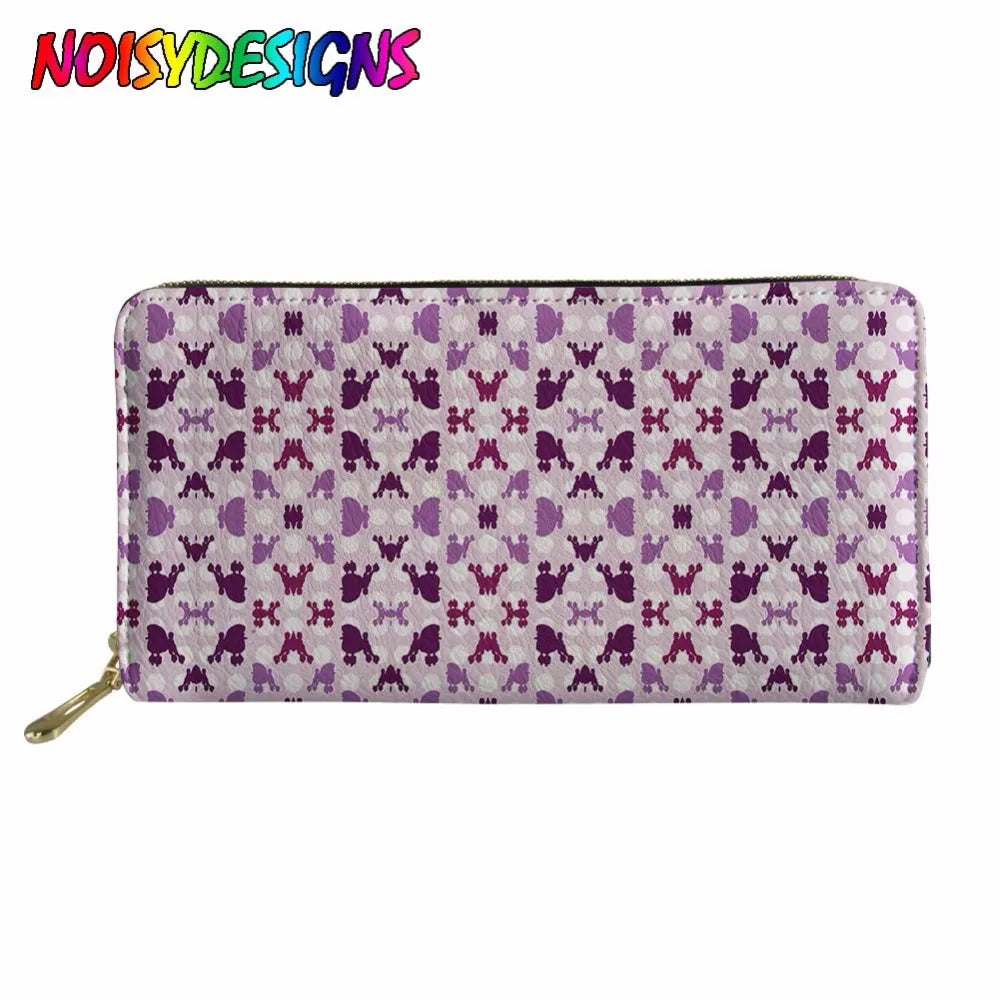 Poodle Dog Yellow Print Women Long Clutch Wallets PU Leather Coin Bag