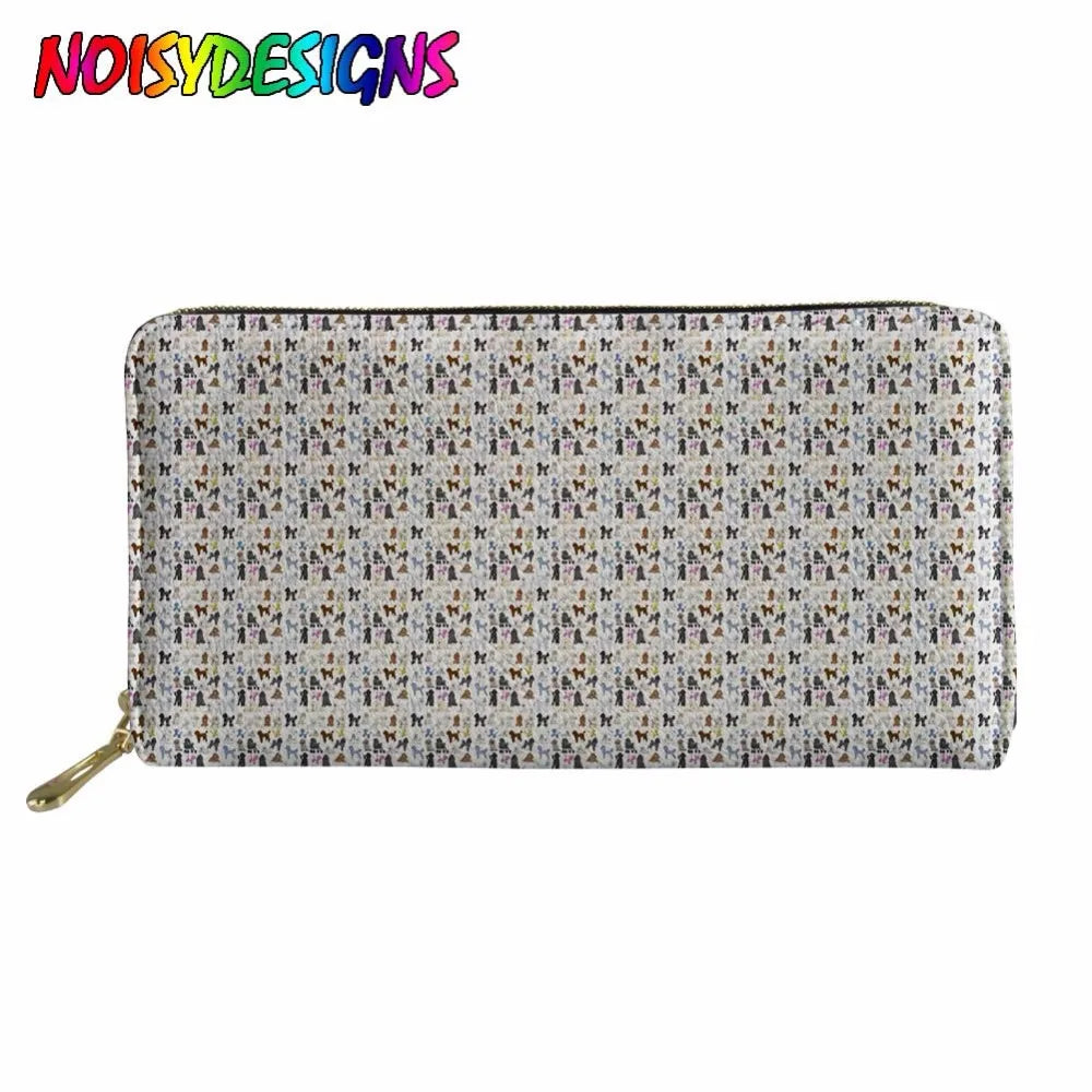 Poodle Dog Yellow Print Women Long Clutch Wallets PU Leather Coin Bag