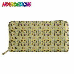 Poodle Dog Yellow Print Women Long Clutch Wallets PU Leather Coin Bag