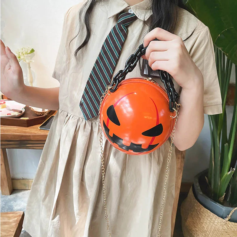 Funny Pumpkin Bags for Women Small Chains Ball Shoulder Bags Lady Crossbody Bag