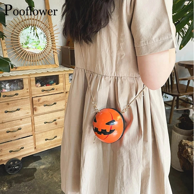 Funny Pumpkin Bags for Women Small Chains Ball Shoulder Bags Lady Crossbody Bag