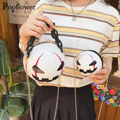 Funny Pumpkin Bags for Women Small Chains Ball Shoulder Bags Lady Crossbody Bag